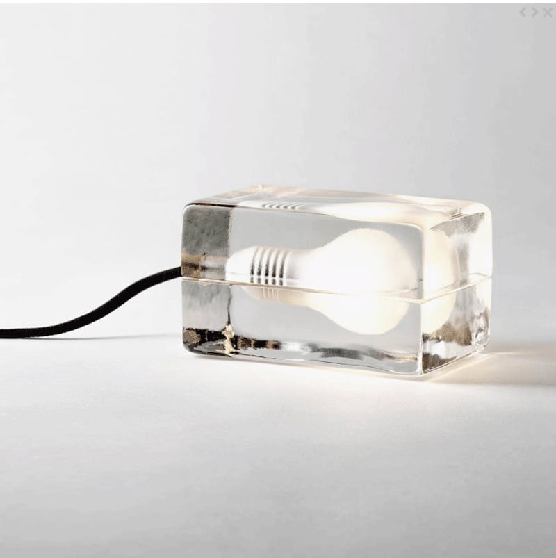 Glass Block Table Lamp, Hand-Cast, G9