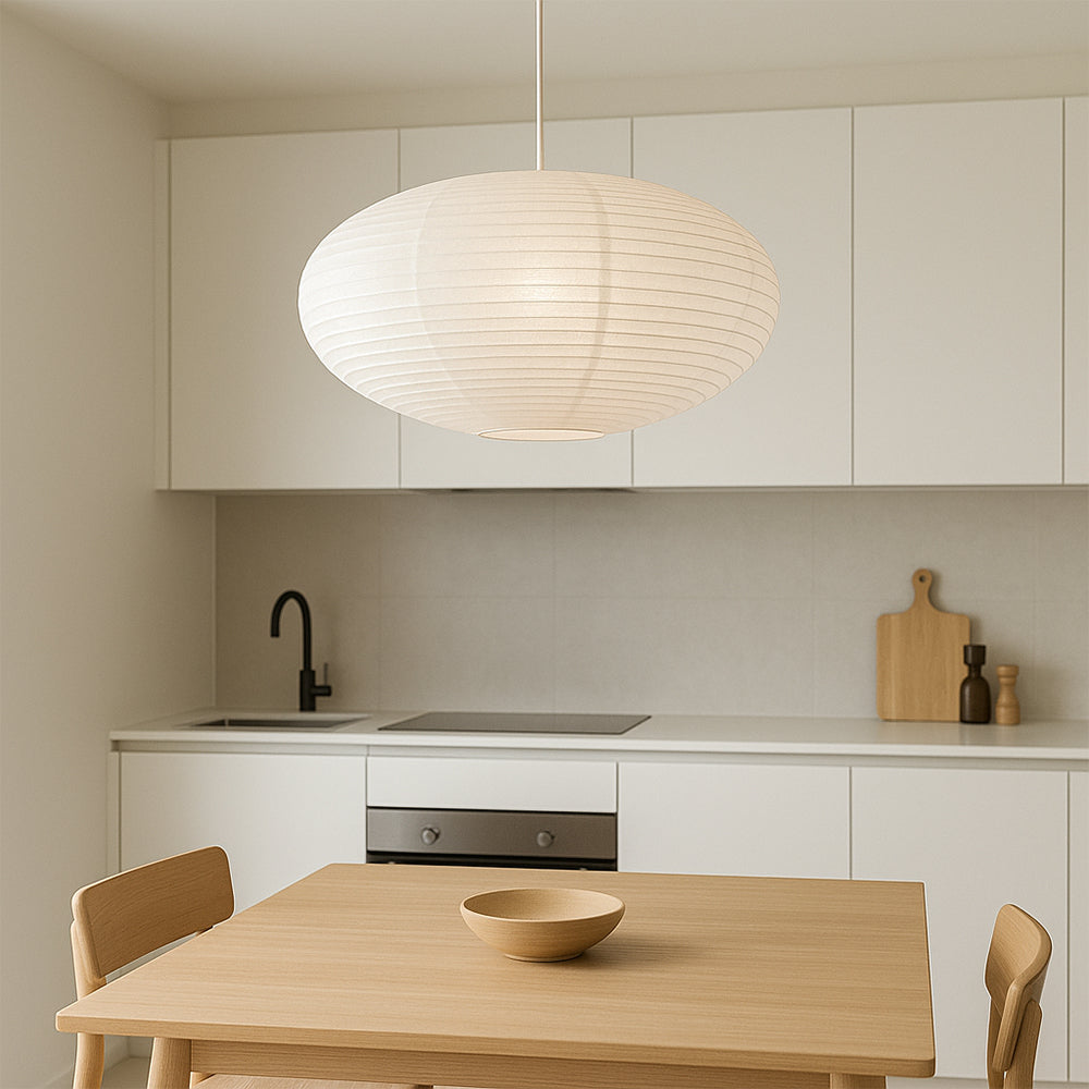 Handcrafted Paper Pendant Light - Modern Minimalist Design for Dining Room or Bar 2