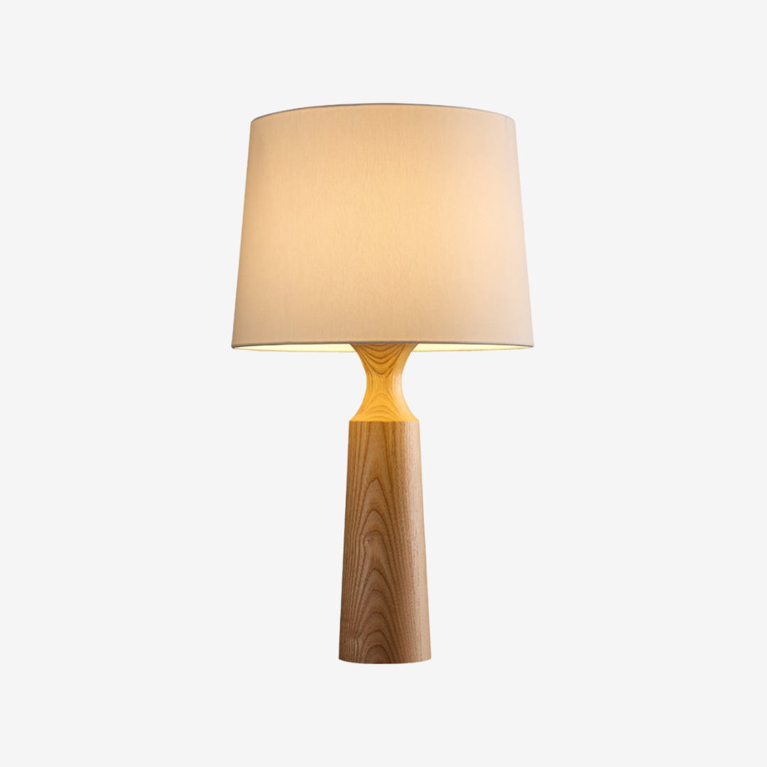 Handcrafted Wood Table Lamp with Linen Shade - Elegant Ashwood Design 0