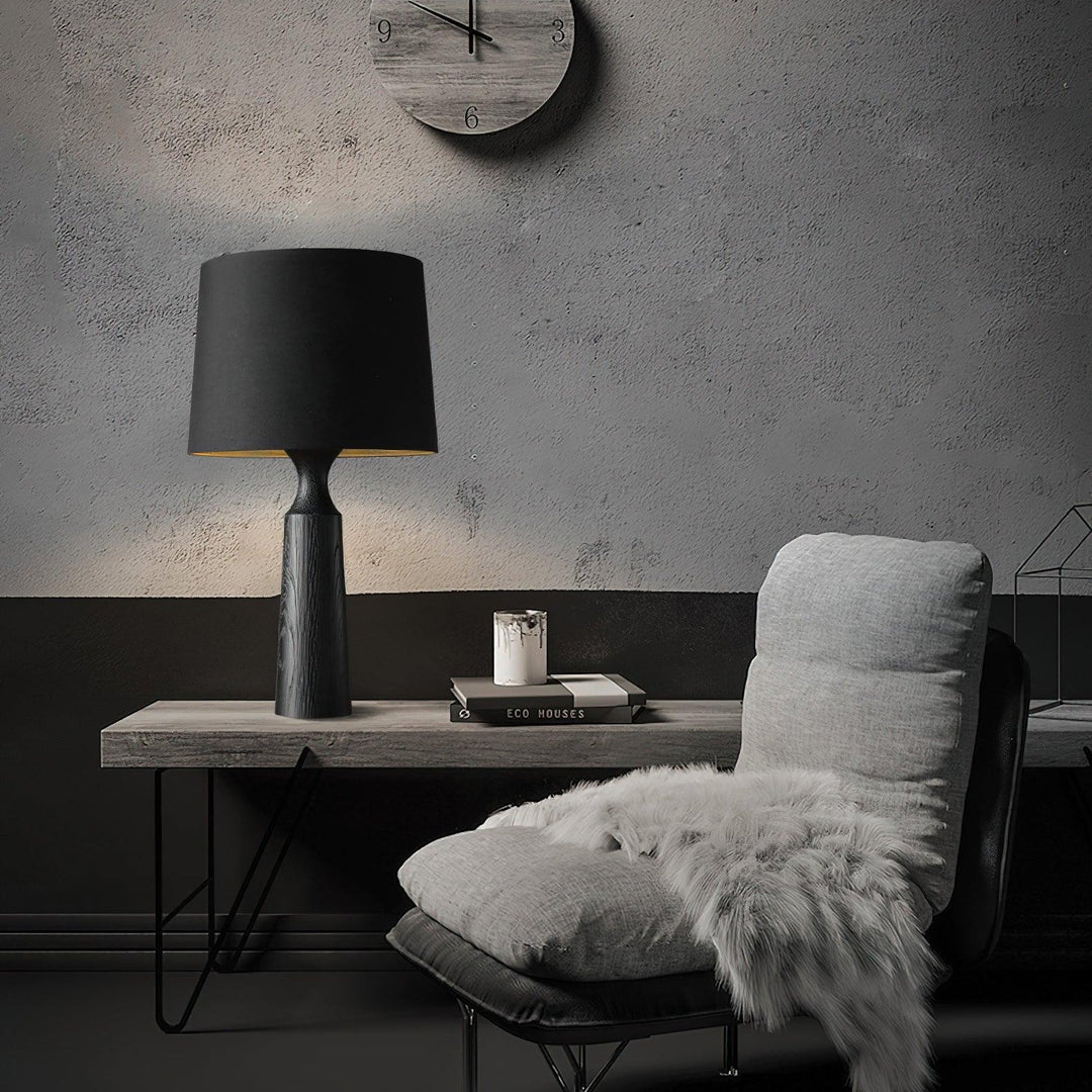 Handcrafted Wood Table Lamp with Linen Shade - Elegant Ashwood Design 2