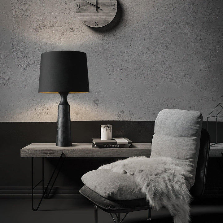 Handcrafted Wood Table Lamp with Linen Shade - Elegant Ashwood Design 2