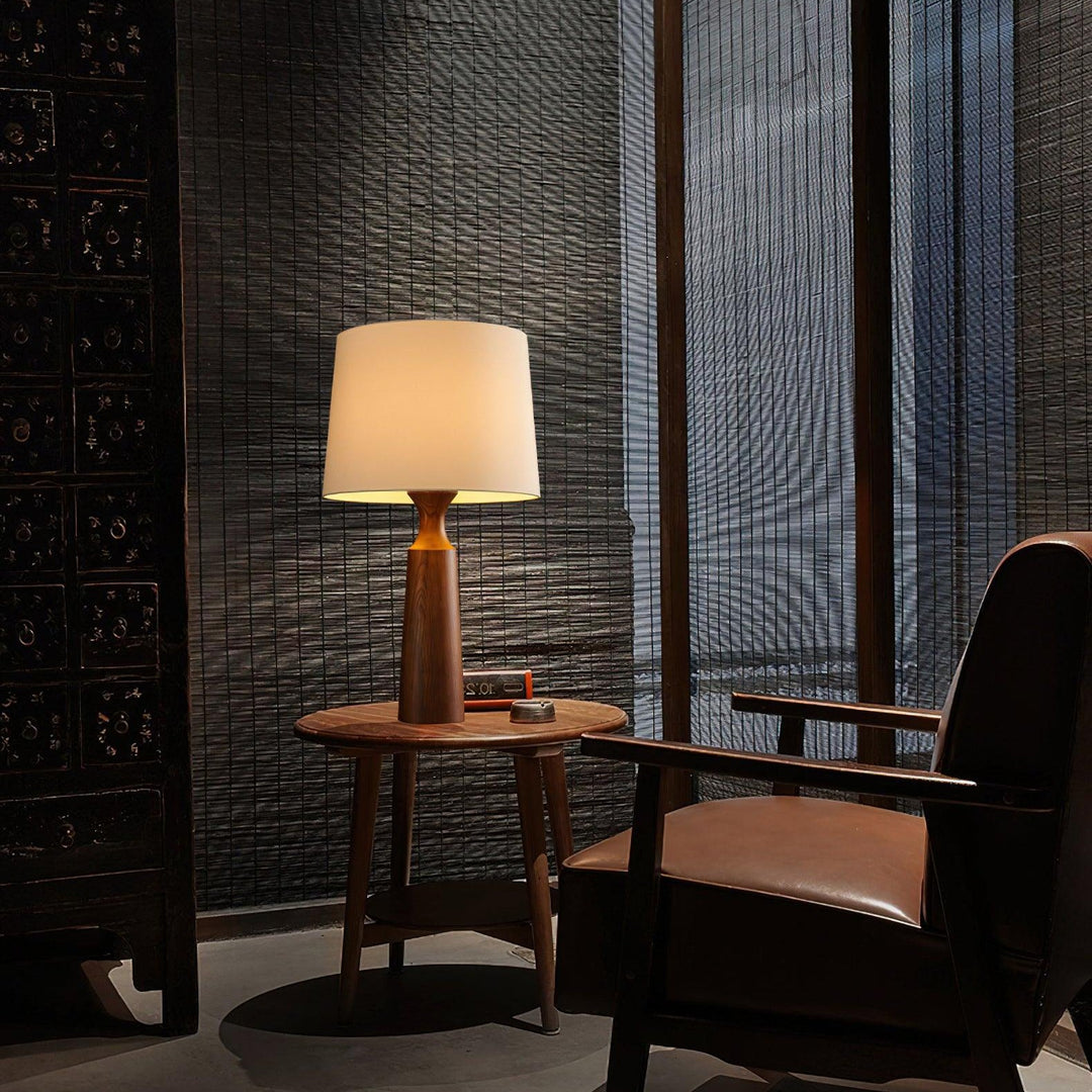 Handcrafted Wood Table Lamp with Linen Shade - Elegant Ashwood Design 5