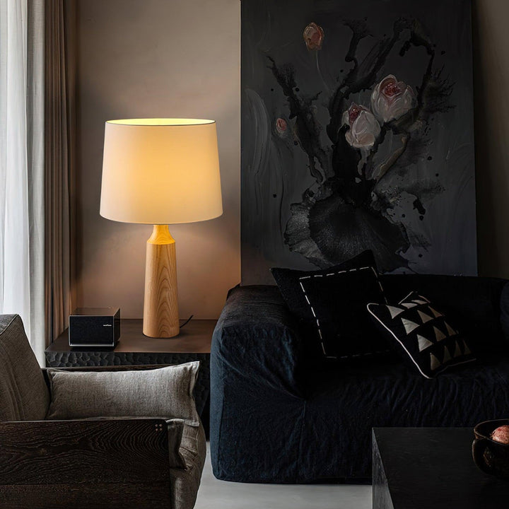 Handcrafted Wood Table Lamp with Linen Shade - Elegant Ashwood Design 6