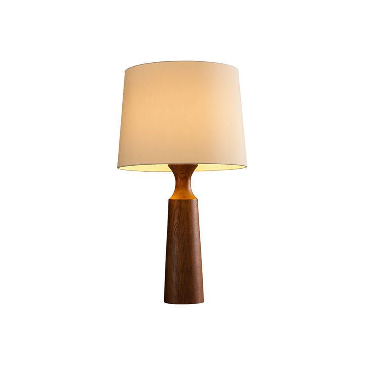 Handcrafted Wood Table Lamp with Linen Shade - Elegant Ashwood Design 9
