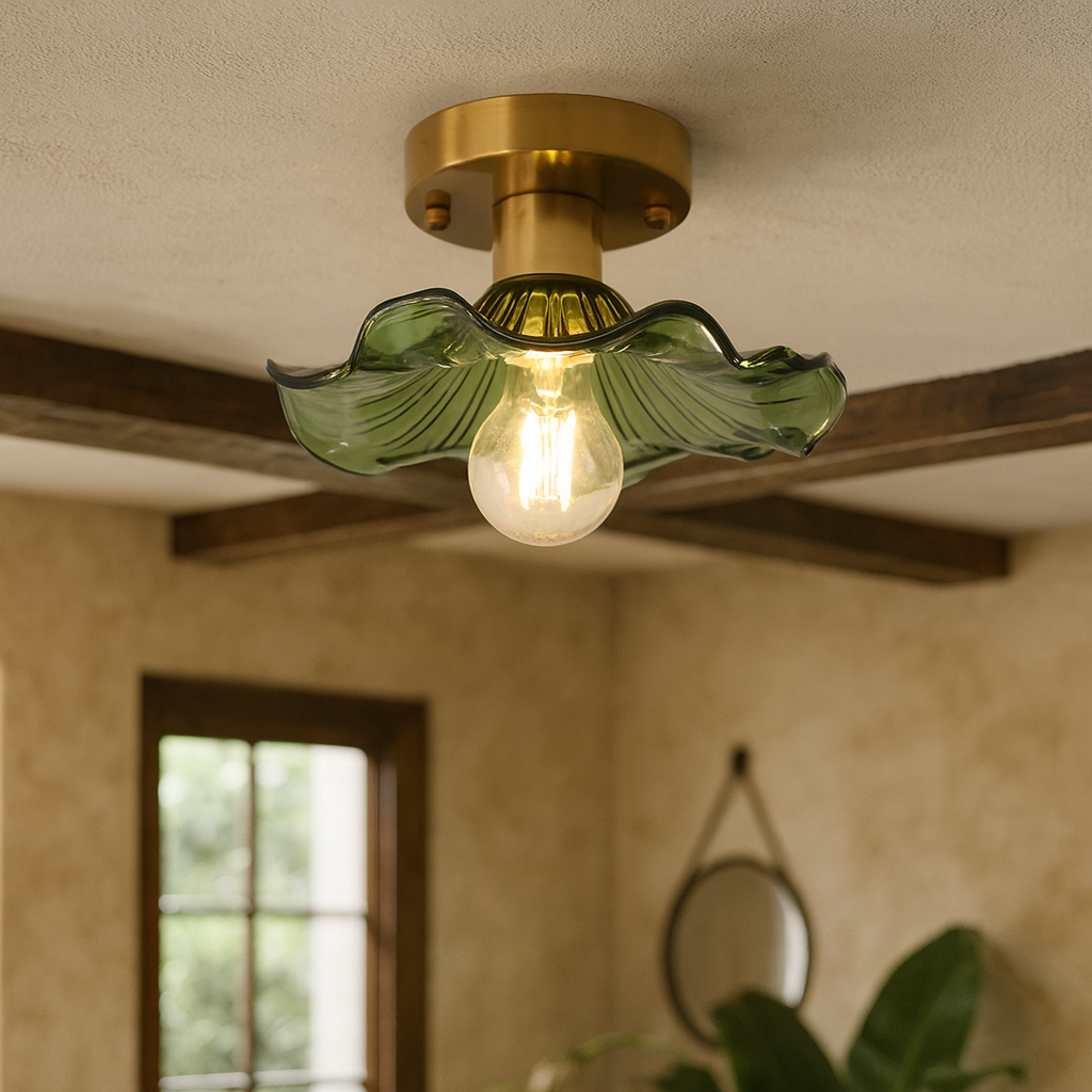 Vintage Floral Glass Ceiling Light - View 3