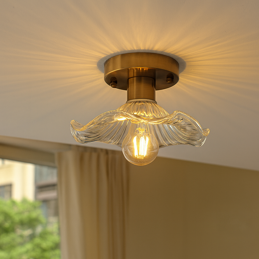 Vintage Floral Glass Ceiling Light - View 2
