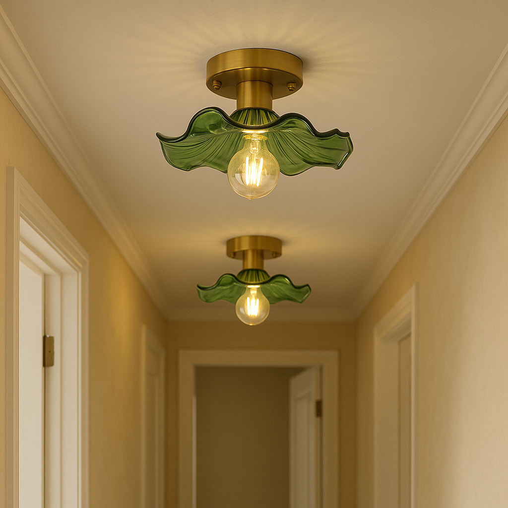 Vintage Floral Glass Ceiling Light - View 5