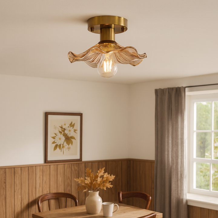 Vintage Floral Glass Ceiling Light - View 4