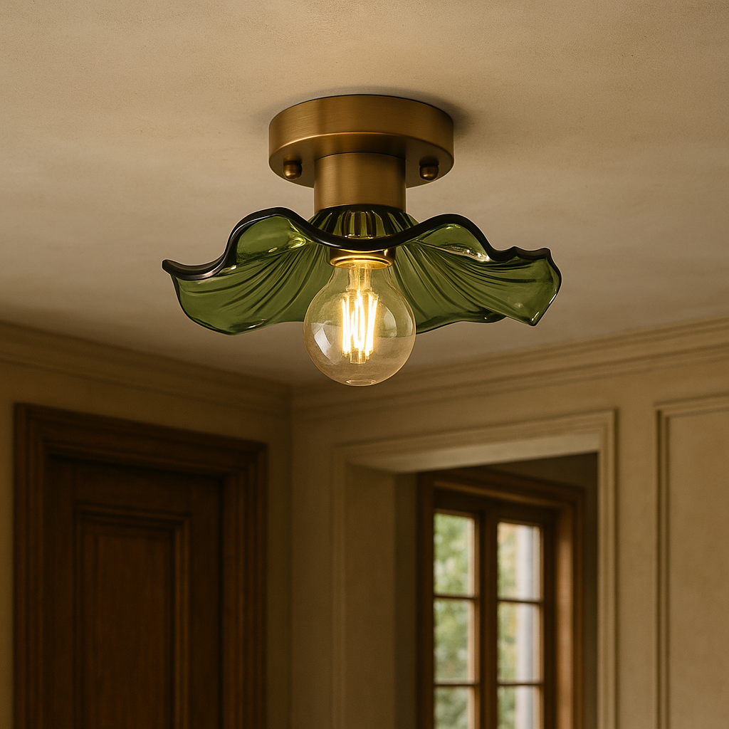 Vintage Floral Glass Ceiling Light - View 6