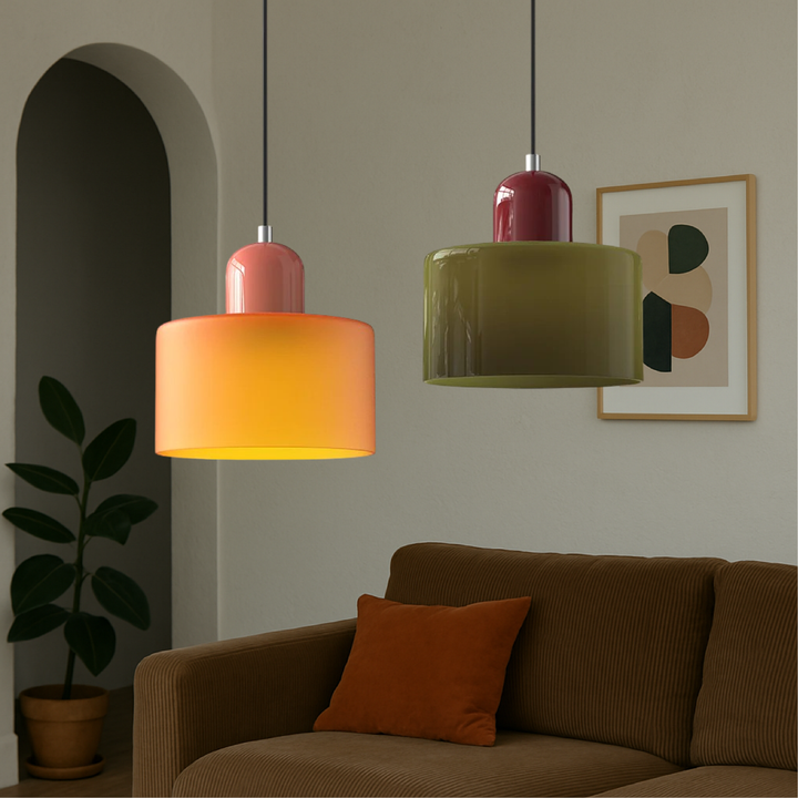 Bauhaus Coloured Glass Pendant Light - View 4