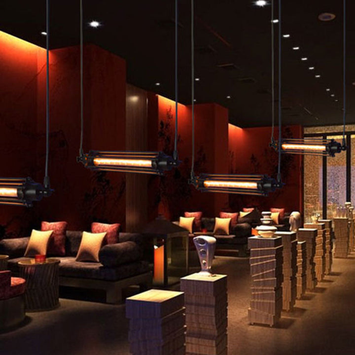 Industrial Black Iron Cage Pendant Light - Modern Vintage Ceiling Fixture 1