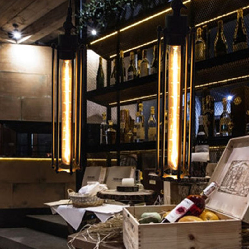 Industrial Black Iron Cage Pendant Light - Modern Vintage Ceiling Fixture 5