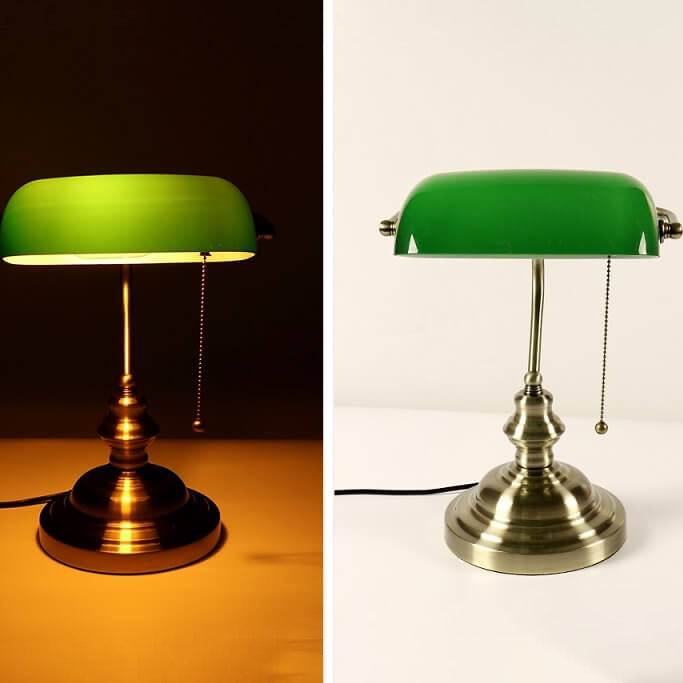 Industrial Style Glass Table Lamp with Metal Base - Retro Colored Design 5