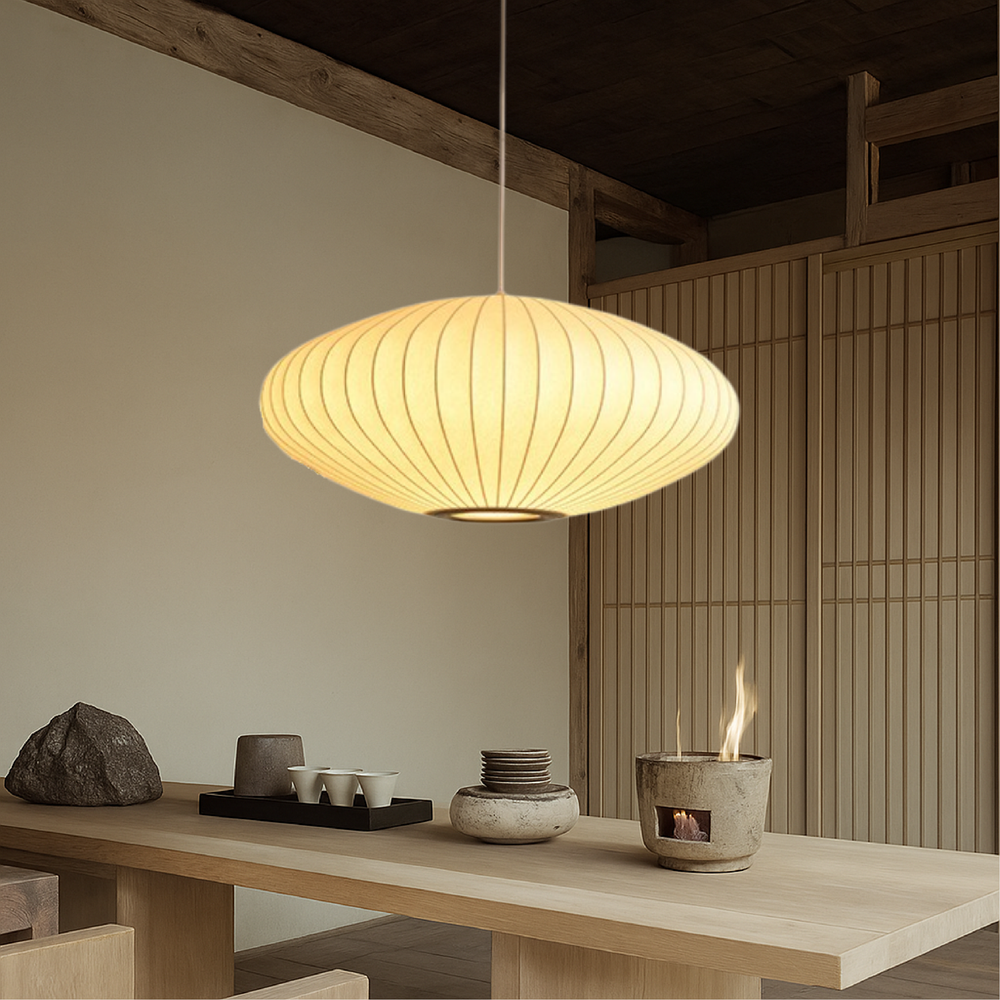 Italian Silk Pendant Light - Adjustable Height Kitchen Pendant Lighting for Dining Room and Bar, Soft Ambient Glow, Contemporary Design 1