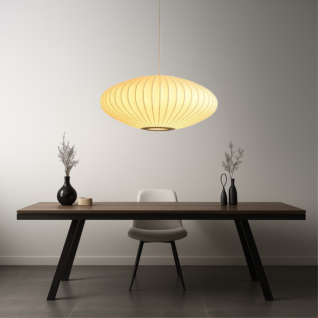 Italian Silk Pendant Light - Adjustable Height Kitchen Pendant Lighting for Dining Room and Bar, Soft Ambient Glow, Contemporary Design 4