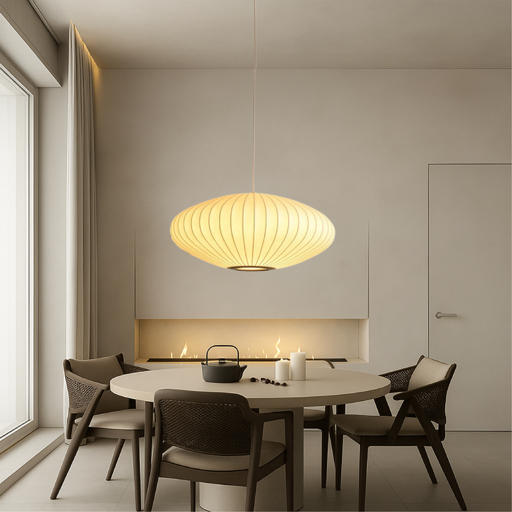Italian Silk Pendant Light - Adjustable Height Kitchen Pendant Lighting for Dining Room and Bar, Soft Ambient Glow, Contemporary Design 6