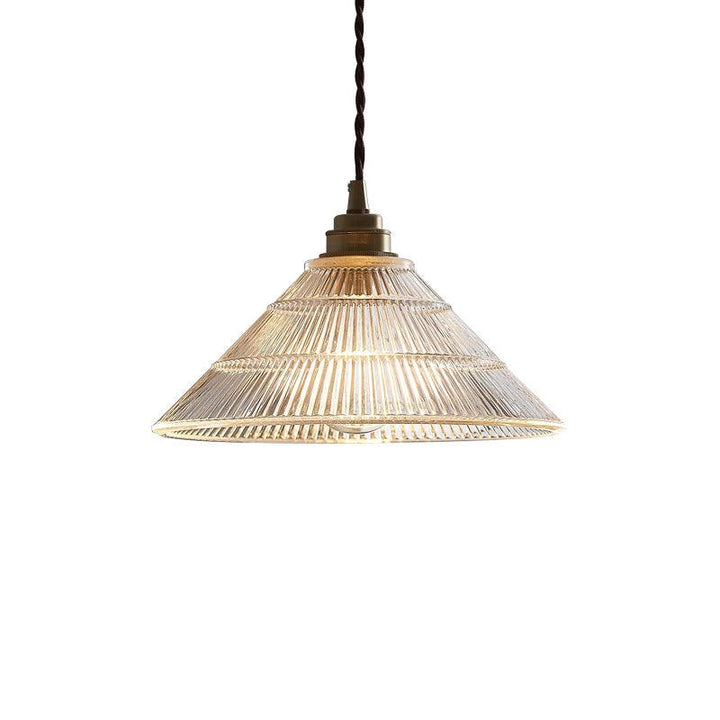 Ribbed Glass Pendant Light, Brass, E27