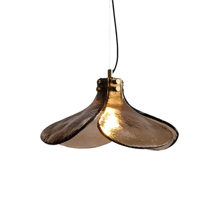 Amber Bloom Glass Pendant Light with layered petals, front product view