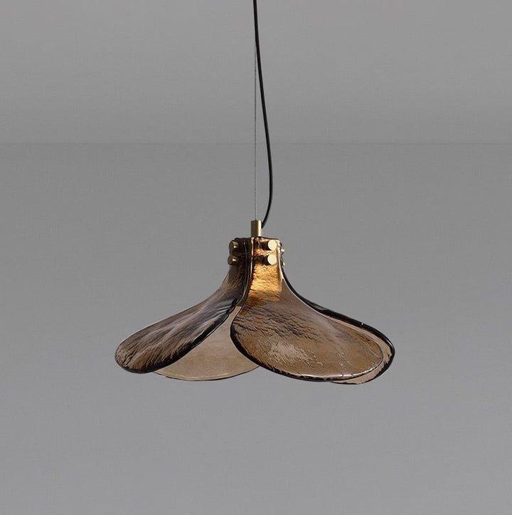 Amber Bloom Glass Pendant Light hanging against a grey background