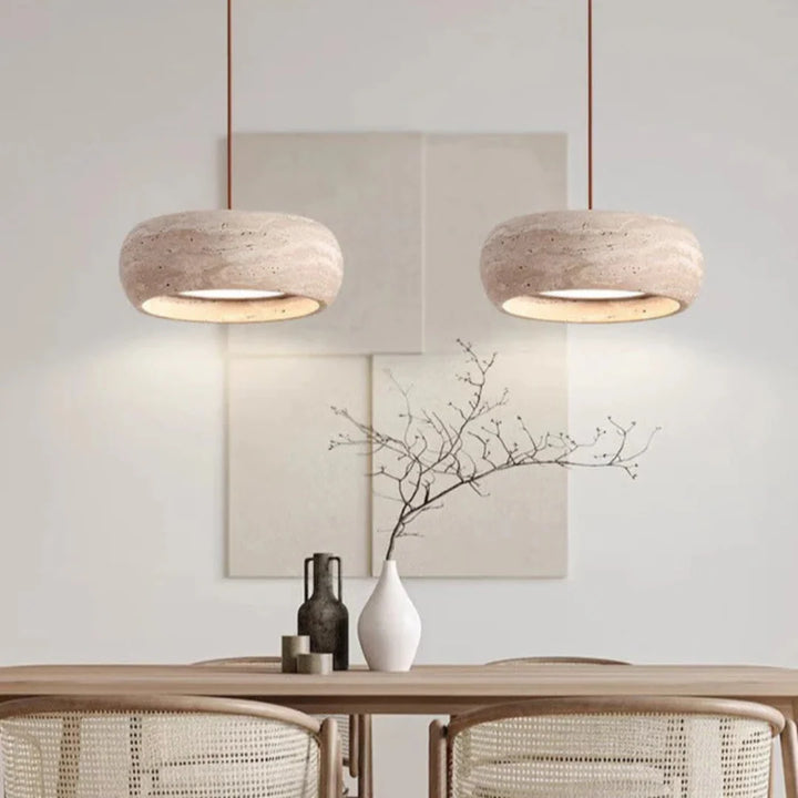 Natural Stone LED Pendant Light in Rounded