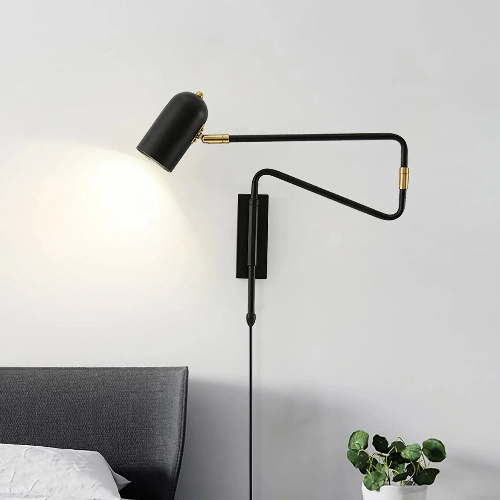 Swing Arm Plug-In Wall Light in Slim Arm - View 2