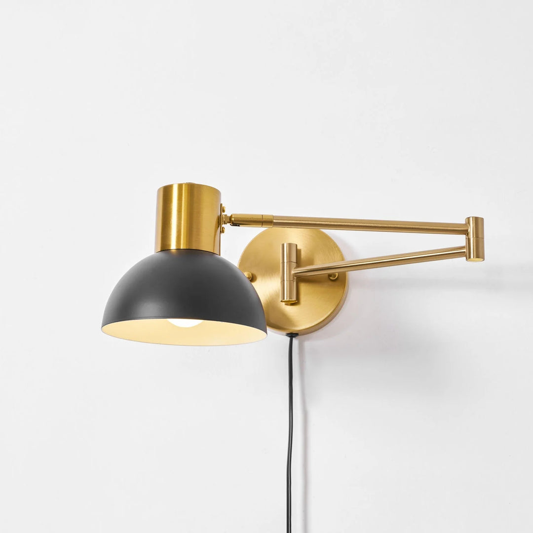 Swing Arm Plug-In Wall Light in Dome Shade - View 2