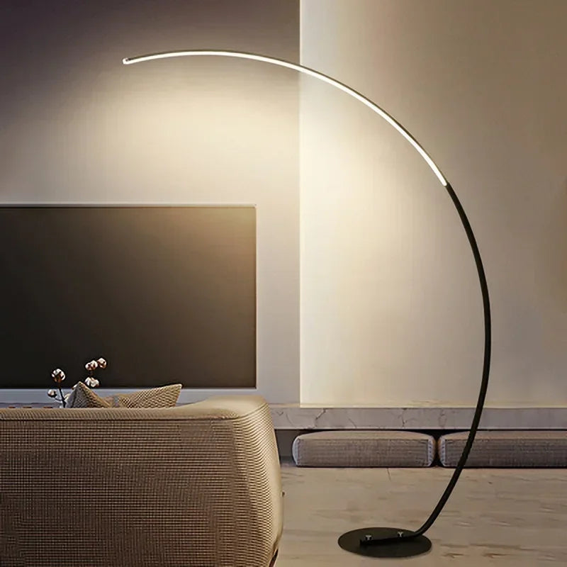 Modern Arc Floor Lamp - LED Standing Lamp for Living Room, Minimalist Design