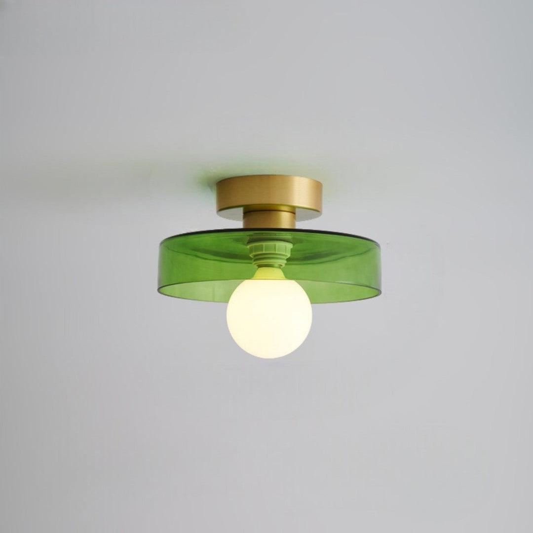 Modern Brass and Glass Flush Mount Ceiling Light Fixture for Hallway, Bedroom, or Dining Area - Soft Diffused Illumination 12
