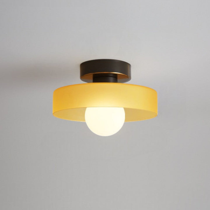 Modern Brass and Glass Flush Mount Ceiling Light Fixture for Hallway, Bedroom, or Dining Area - Soft Diffused Illumination 7