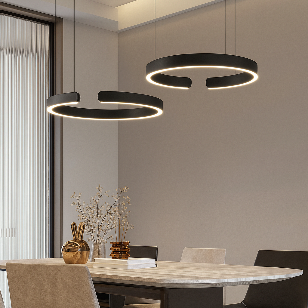 Modern Circle Pendant Light - Adjustable LED Hanging Light for Kitchen and Dining Room - Minimalist Design, Warm White 3000K, Various Sizes 1