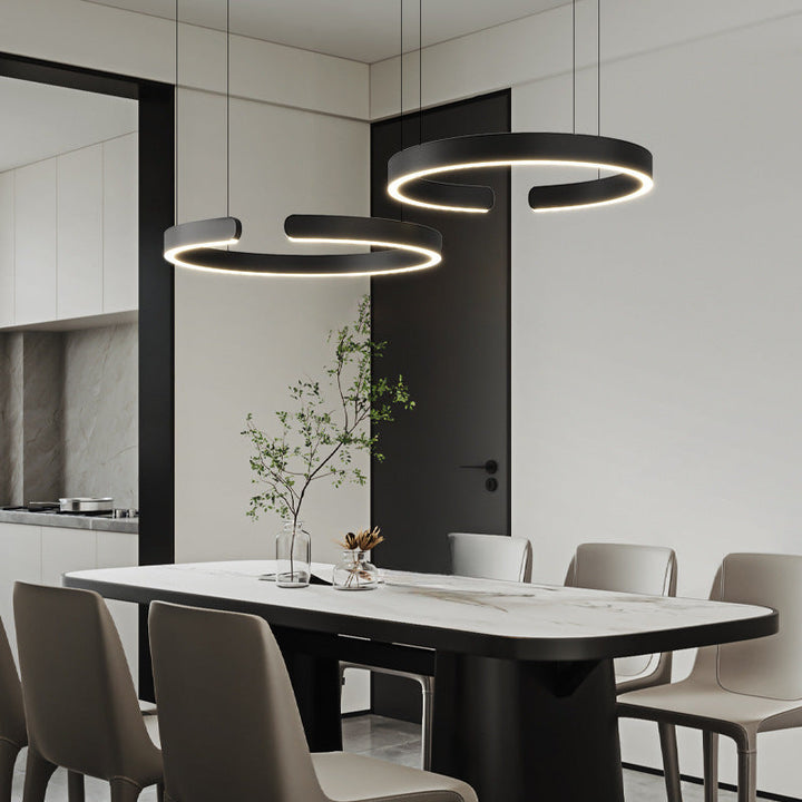 Modern Circle Pendant Light - Adjustable LED Hanging Light for Kitchen and Dining Room - Minimalist Design, Warm White 3000K, Various Sizes 4