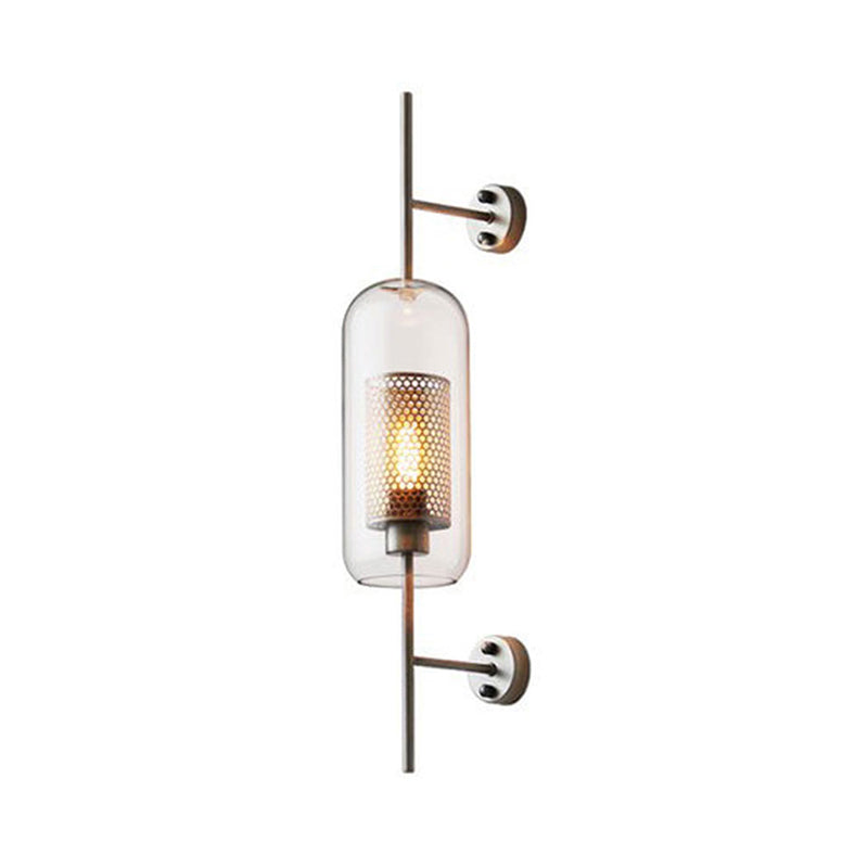 Modern Clear Glass Wall Lamp - Geometric Single-Bulb Fixture for Hallway and Living Spaces 5