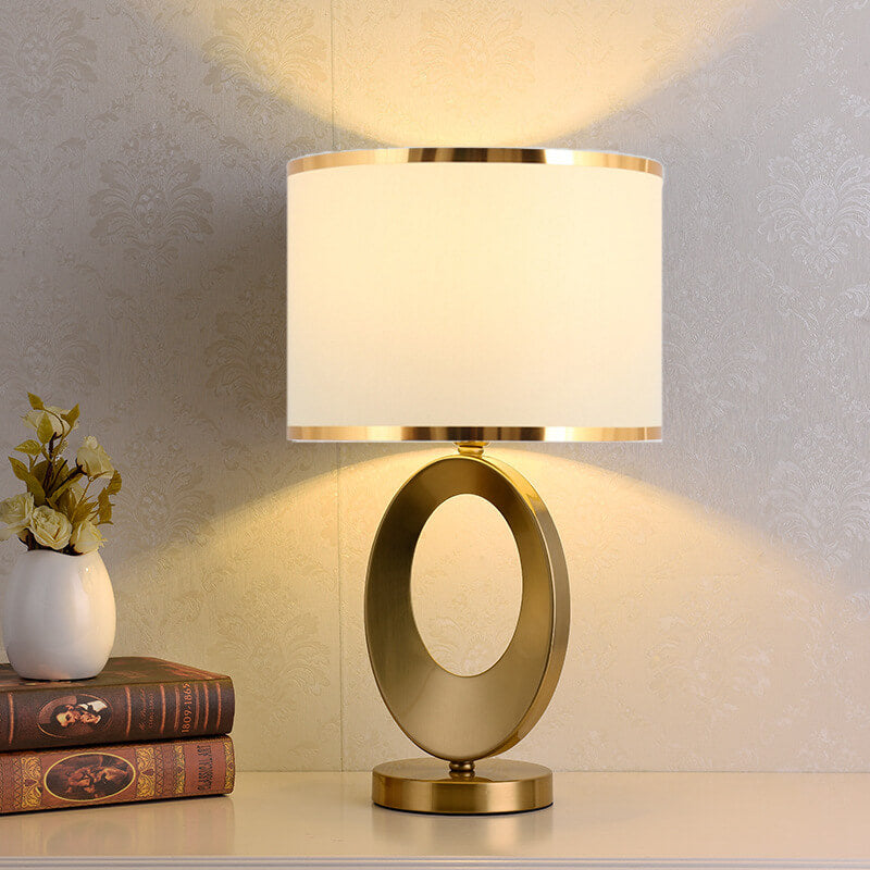 Modern Fabric Table Lamp with Sculptural Ring Base - Elegant Lighting for Home Decor 1