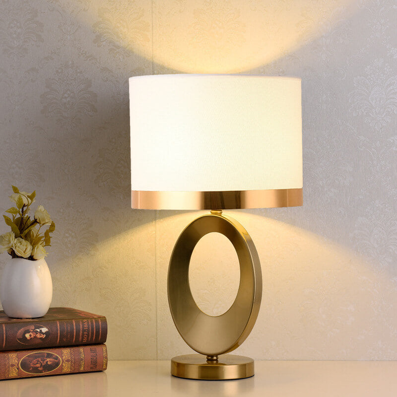 Modern Fabric Table Lamp with Sculptural Ring Base - Elegant Lighting for Home Decor 3