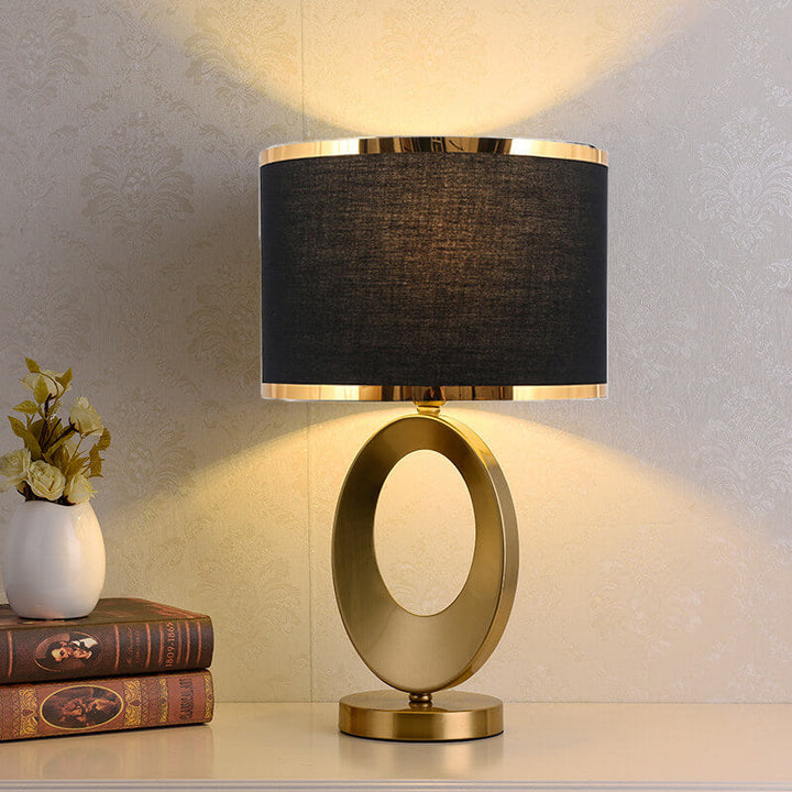 Modern Fabric Table Lamp with Sculptural Ring Base - Elegant Lighting for Home Decor 4