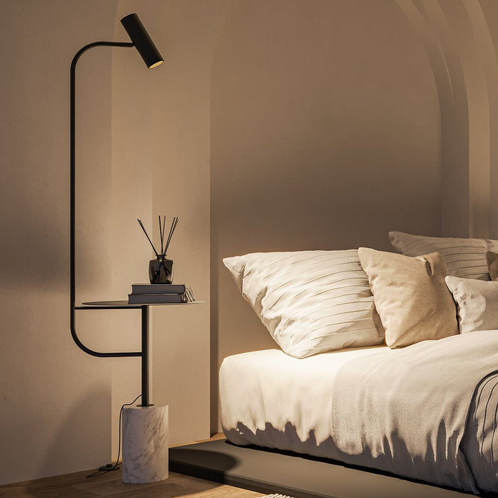 Modern Floor Lamp with Marble Base and Warm LED Light - Elegant Standing Lamp for Cozy Home Ambiance