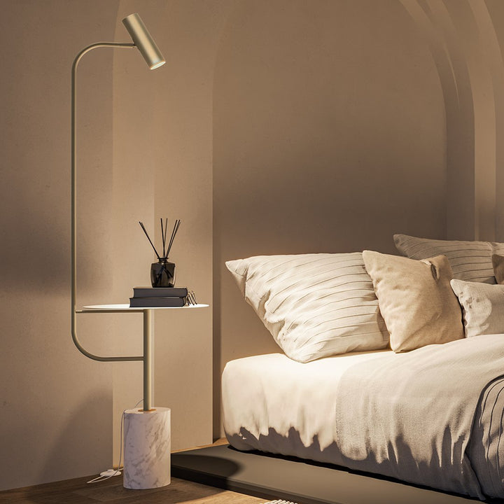 Modern Floor Lamp with Marble Base and Warm LED Light - Elegant Standing Lamp for Cozy Home Ambiance