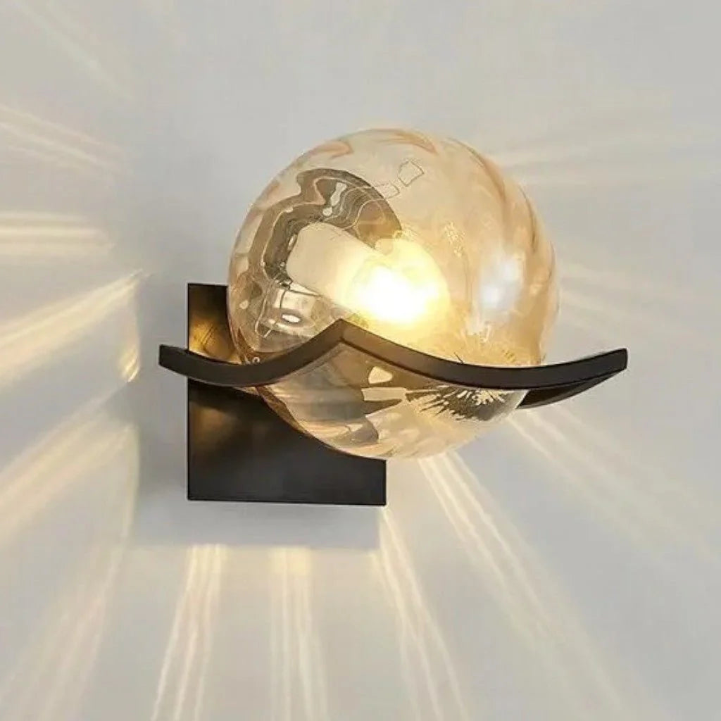 Glass Globe Wall Sconce in Amber Wave