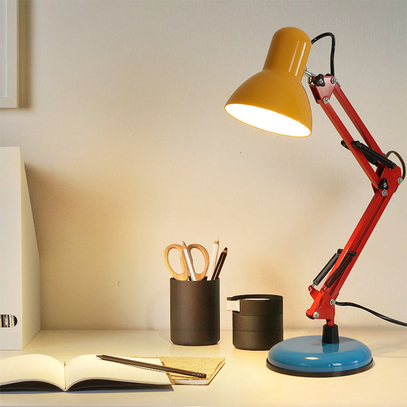 Modern Iron Half Circle Table Lamp - Stylish Desk Lamp for Bedroom and Study in Red, Blue, and Orange-Yellow 1