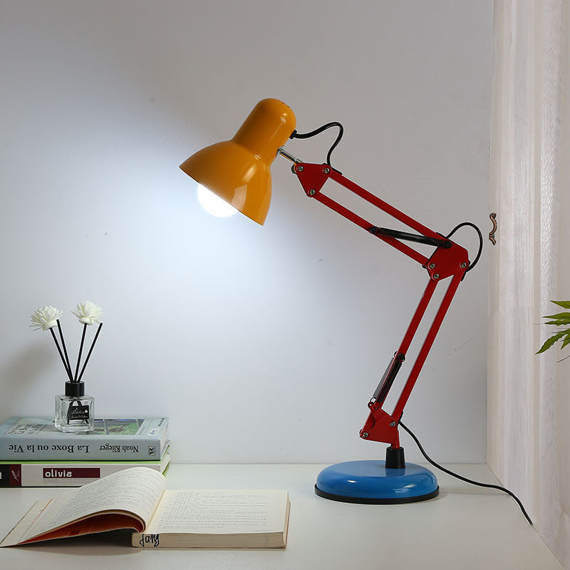 Modern Iron Half Circle Table Lamp - Stylish Desk Lamp for Bedroom and Study in Red, Blue, and Orange-Yellow 2