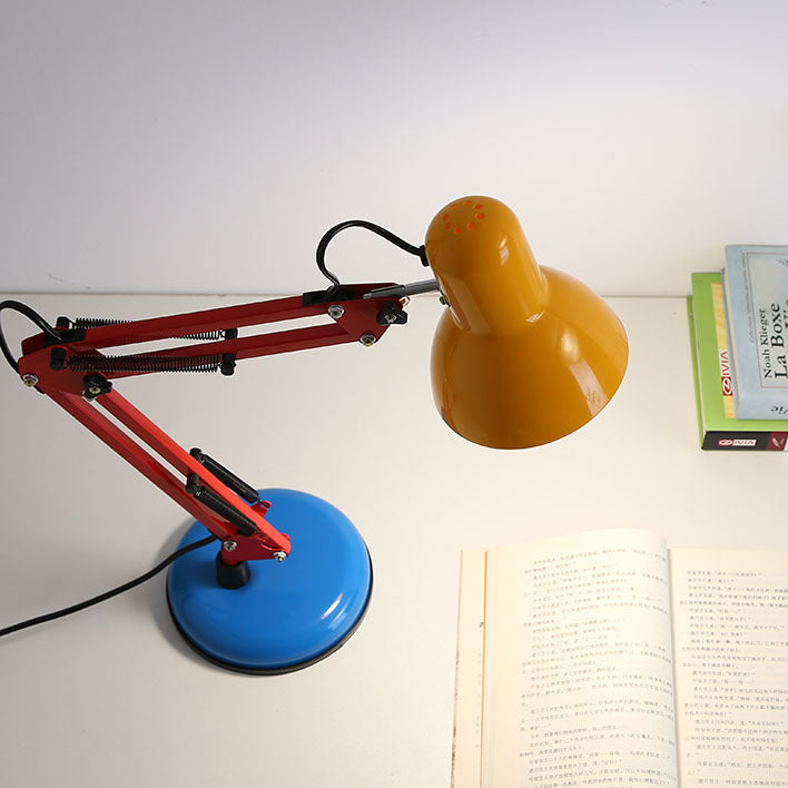 Modern Iron Half Circle Table Lamp - Stylish Desk Lamp for Bedroom and Study in Red, Blue, and Orange-Yellow 4