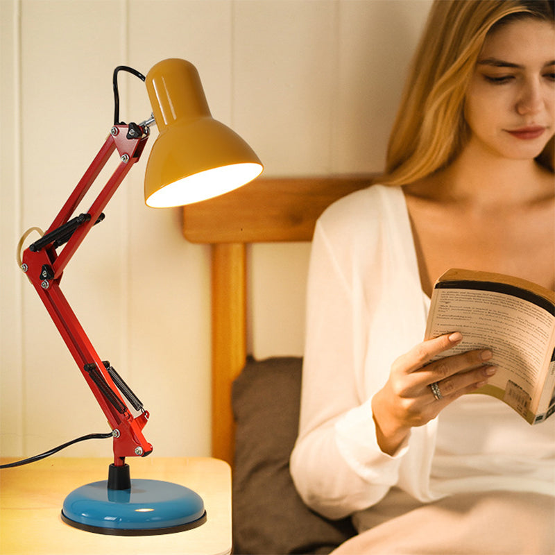 Modern Iron Half Circle Table Lamp - Stylish Desk Lamp for Bedroom and Study in Red, Blue, and Orange-Yellow 7