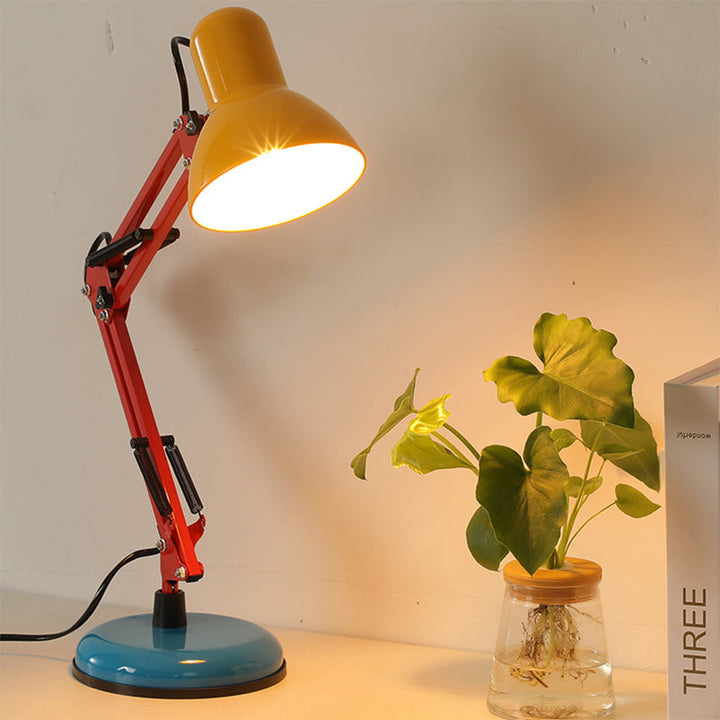 Modern Iron Half Circle Table Lamp - Stylish Desk Lamp for Bedroom and Study in Red, Blue, and Orange-Yellow 8
