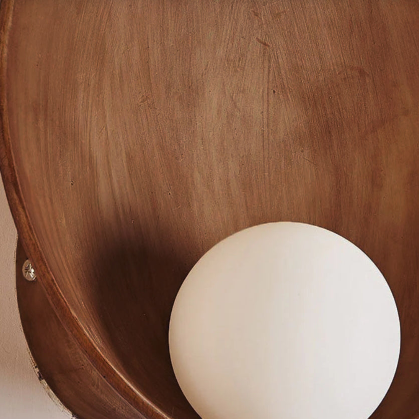 Modern Iron and Resin Wall Light Sconce - Minimalist Design with G4 Socket, 23 cm Diameter, Available in White or Wood Finish 7