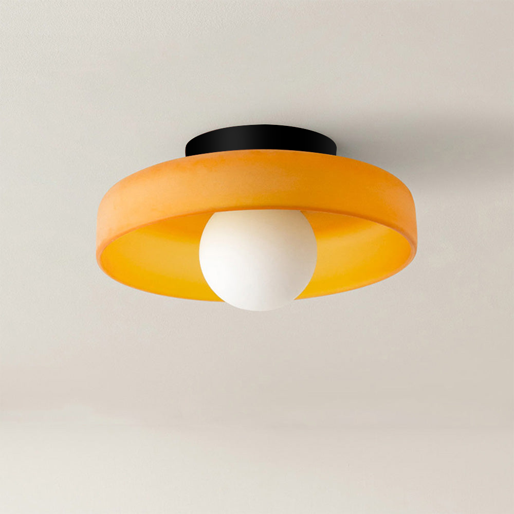 Modern Round Flush Mount Ceiling Light - Glass Fixture for Living Room and Bedroom 0