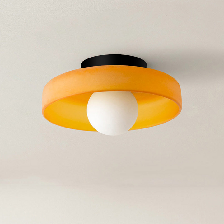 Modern Round Flush Mount Ceiling Light - Glass Fixture for Living Room and Bedroom 0