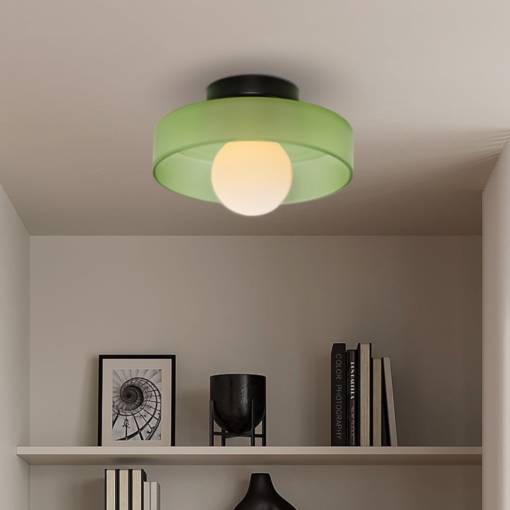 Modern Round Flush Mount Ceiling Light - Glass Fixture for Living Room and Bedroom 11