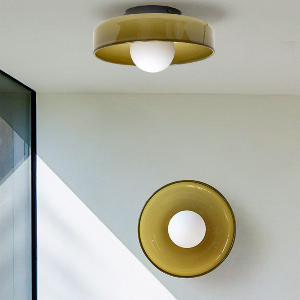Modern Round Flush Mount Ceiling Light - Glass Fixture for Living Room and Bedroom 14