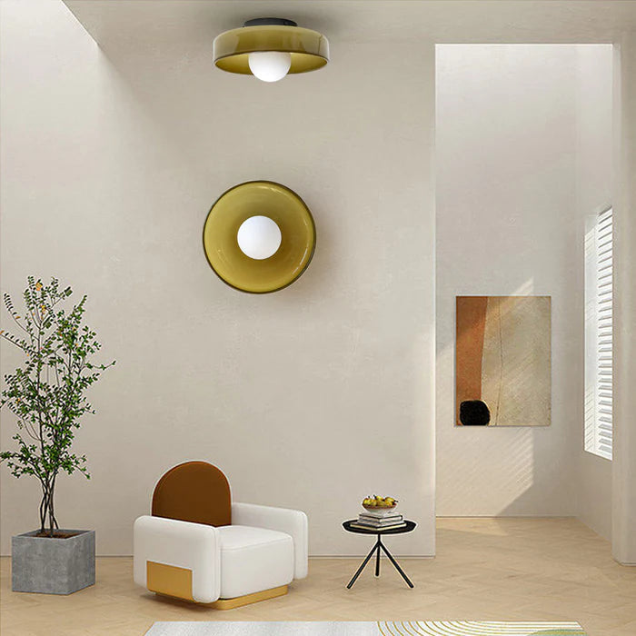 Modern Round Flush Mount Ceiling Light - Glass Fixture for Living Room and Bedroom 16