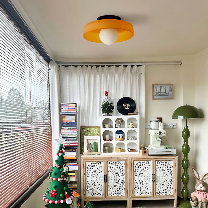 Modern Round Flush Mount Ceiling Light - Glass Fixture for Living Room and Bedroom 2